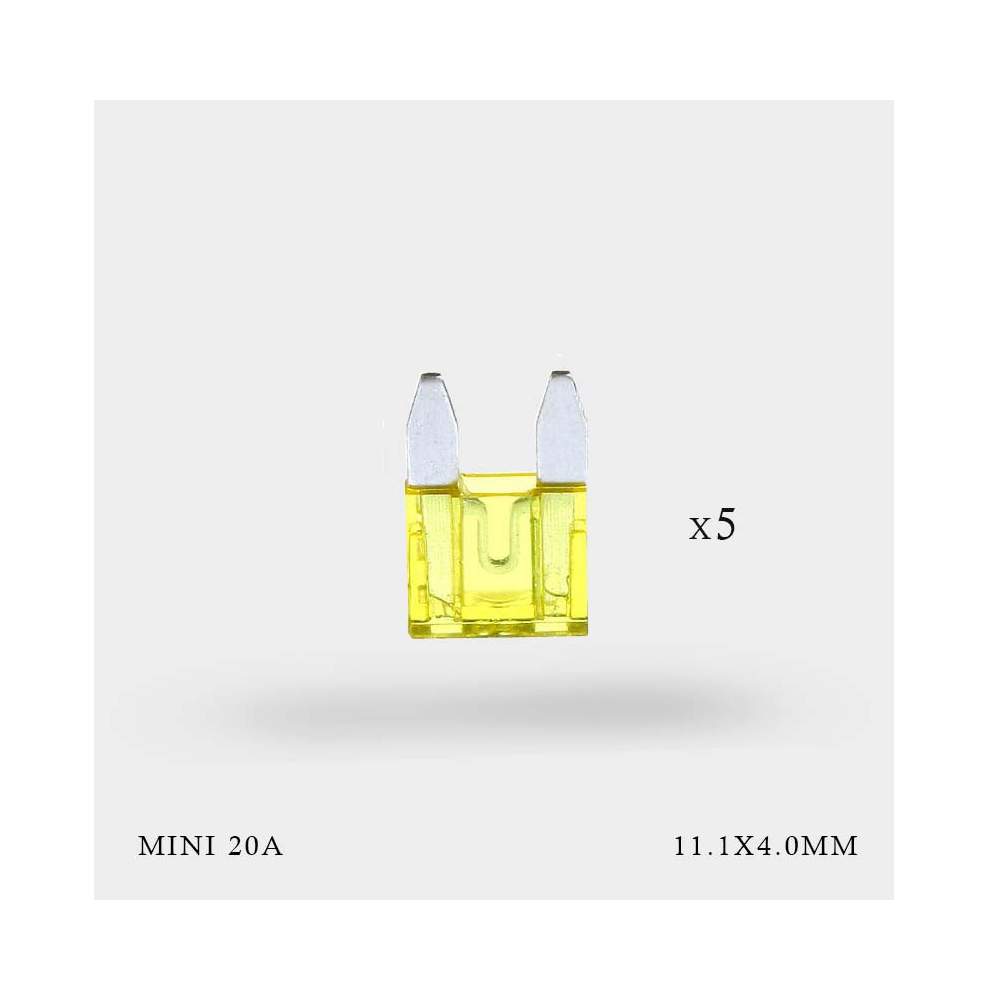 Mini fusibles 20A x 5 sous blister Mini fusibles 20A x 5 sous blister