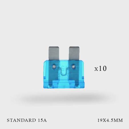 Fusibles standards 15A x 10ex sous blister