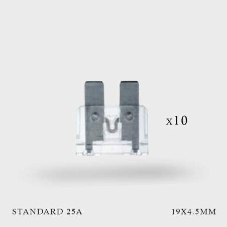 Fusibles standards 25A x 10ex sous blister