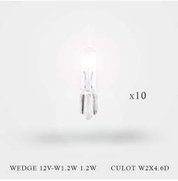 Lampes wedge 12V-W1.2W 1.2W culot W2X4.6D x 10ex allumées