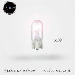 Ampoules wedge 12V W3W 3W culot W2.1X9.5D 10ex allumées avec logo