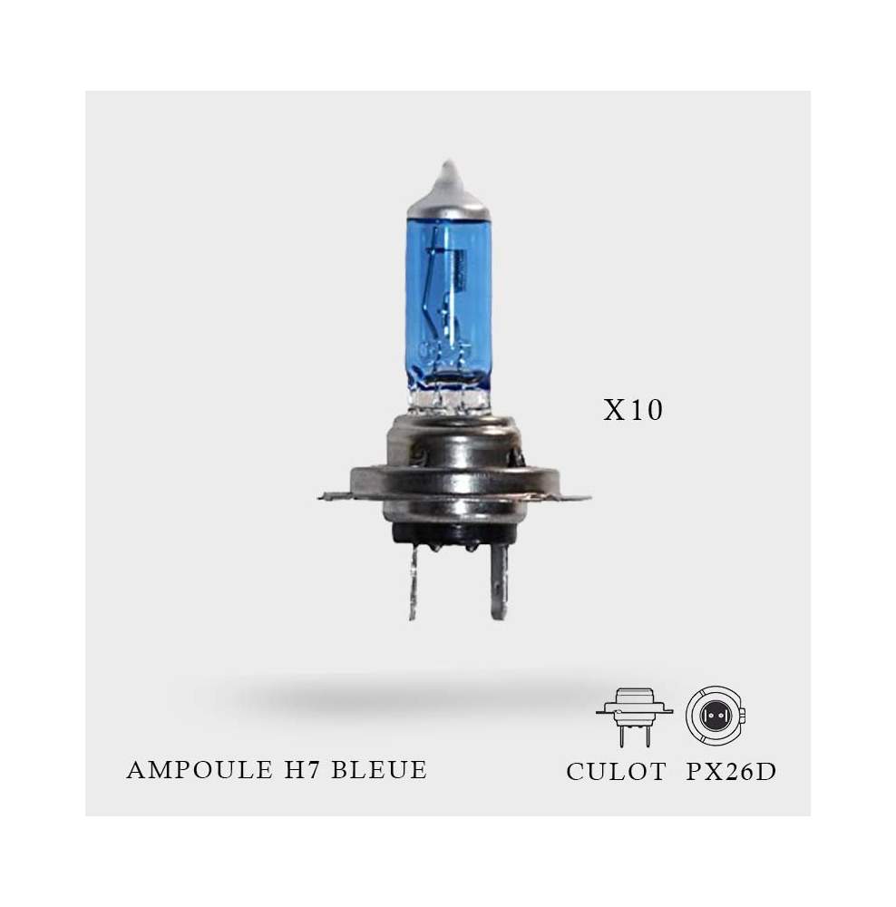 Ampoule H7 Bleue 12V-55W Culot PX26d boite de 10ex