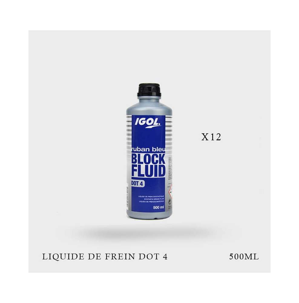 12 x Liquide frein IGOL DOT4 Block Fluid Ruban bleu 500ml