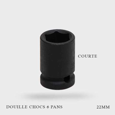 Douille à chocs courte 6 pans 1/2 22mm