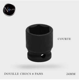 Douille à chocs courte 6 pans 1/2 24mm