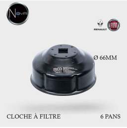 Cloche filtre à huile 6 pans Ø 66mm Fiat et Renault