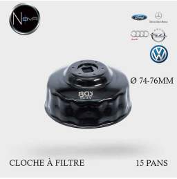 Cloche filtre à huile 15 pans Ø 74-76mm Audi Ford Mercedes Opel VW