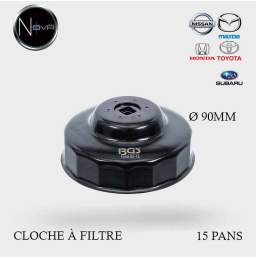 Cloche filtre à huile 15 pans Ø 90mm Honda Mazda Nissan Subaru Toyota