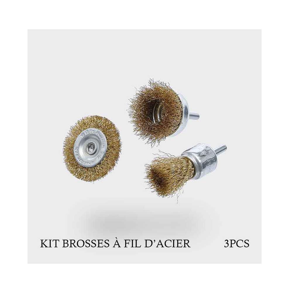 Jeu de brosses à fil d'acier