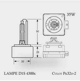 Vues détaillée de la Lampe D1S 4300k Pk32d-2 35w