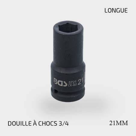 Douille à choc six pans longue  (3/4") 21mm