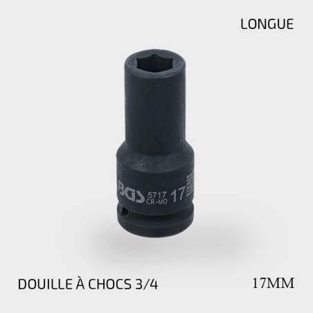 Douille à choc six pans longue  (3/4")  17 mm