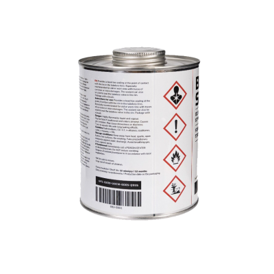 Picto danger au dos de la solution d'étanchéité talon jante Bead Sealer Delta 945ml