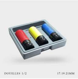 Coffret douilles impact 17 19 21mm avec protection